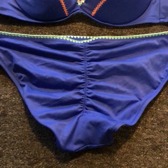 Shade & Shore Brand Bikini Top- 38B & Bottom- XL Blue, Teal, Orange Swimsuit - Picture 4 of 6